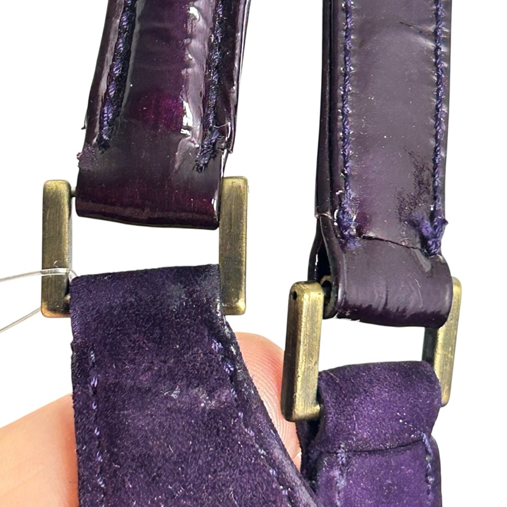 Moschino Purple Suede Floral Studded Shoulder Bag - Picture 6 of 12